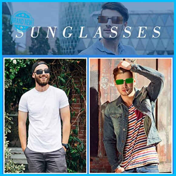 Rimless Rectangle Sunglasses Retro Y2K Fashion Lightweight Party Favor main image 6